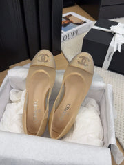 BALLET FLAT IN CAMEL BEIGE FABRIC AND MESH WITH CRYSTALS