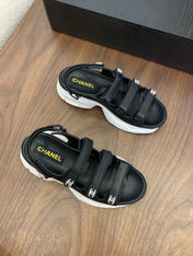 SANDAL 25S LOGO IN BLACK LAMBSKIN