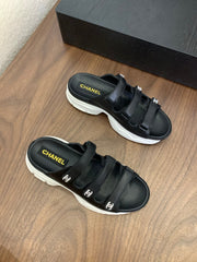 MULES 25S LOGO IN BLACK LAMBSKIN