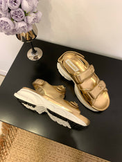 SANDAL 25S IN GLITTER GOLDEN LAMBSKIN