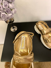SANDAL 25S IN GLITTER GOLDEN LAMBSKIN