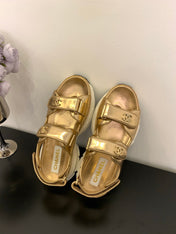 SANDAL 25S IN GLITTER GOLDEN LAMBSKIN