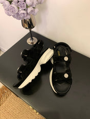 SANDAL 25S IN BLACK SUEDUE FABRIC