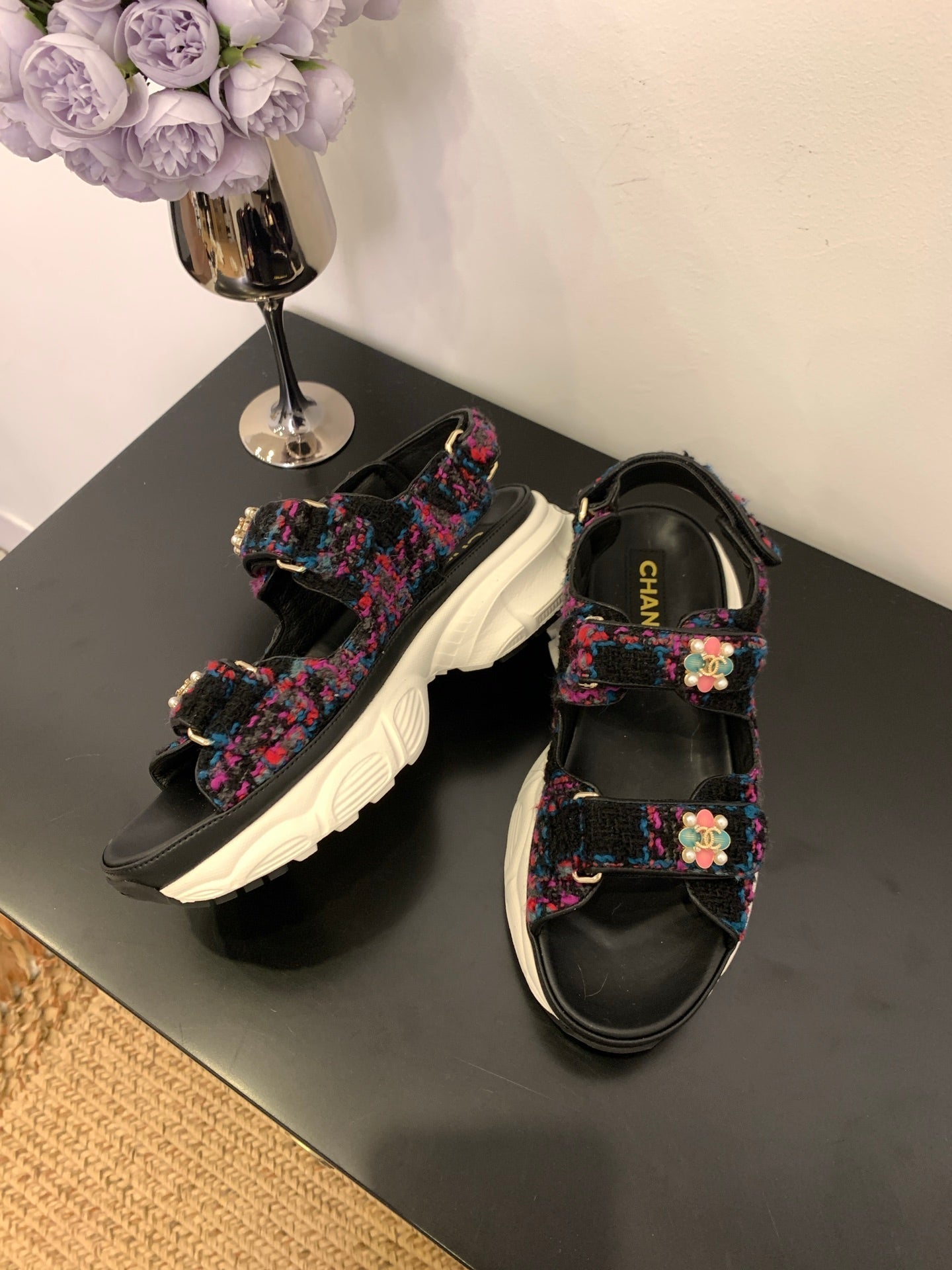 SANDAL 25S IN COLOR FULL TWEED WITH LAMBSKIN