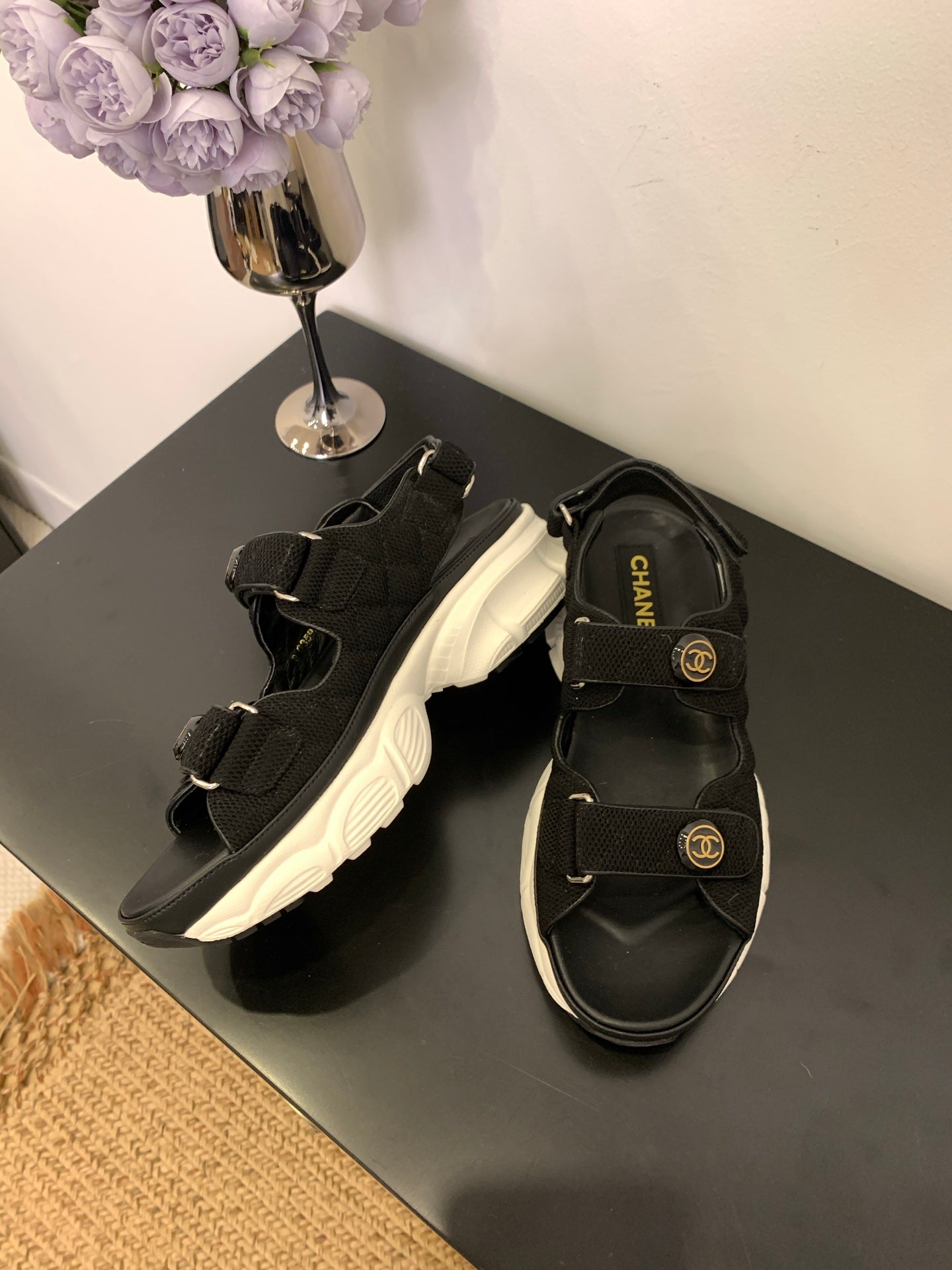 SANDAL 25S IN BLACK LAMBSKIN EMBOSED SNAKE PATTERN