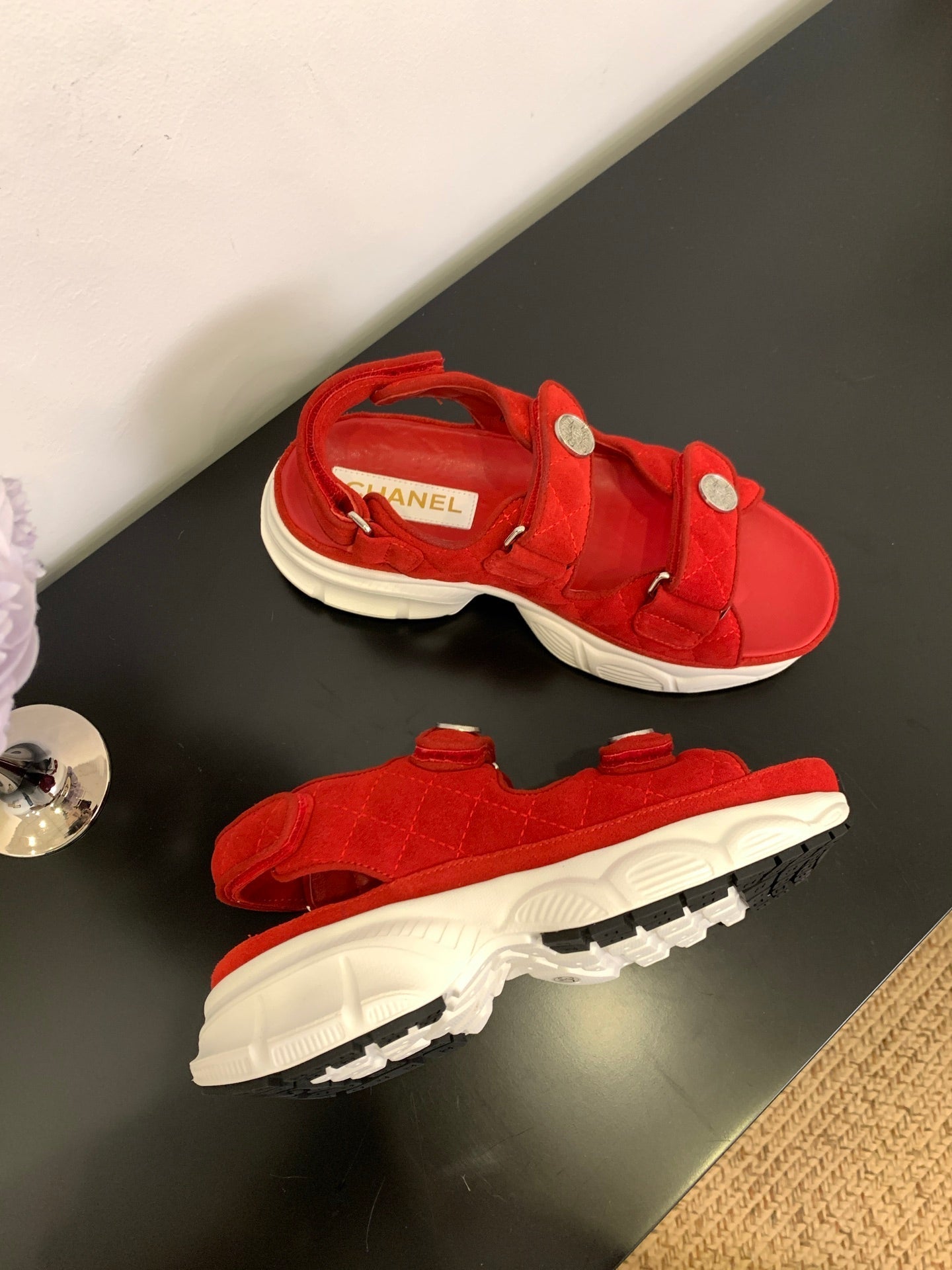 SANDAL 25S IN RED SUEDUE FABRIC