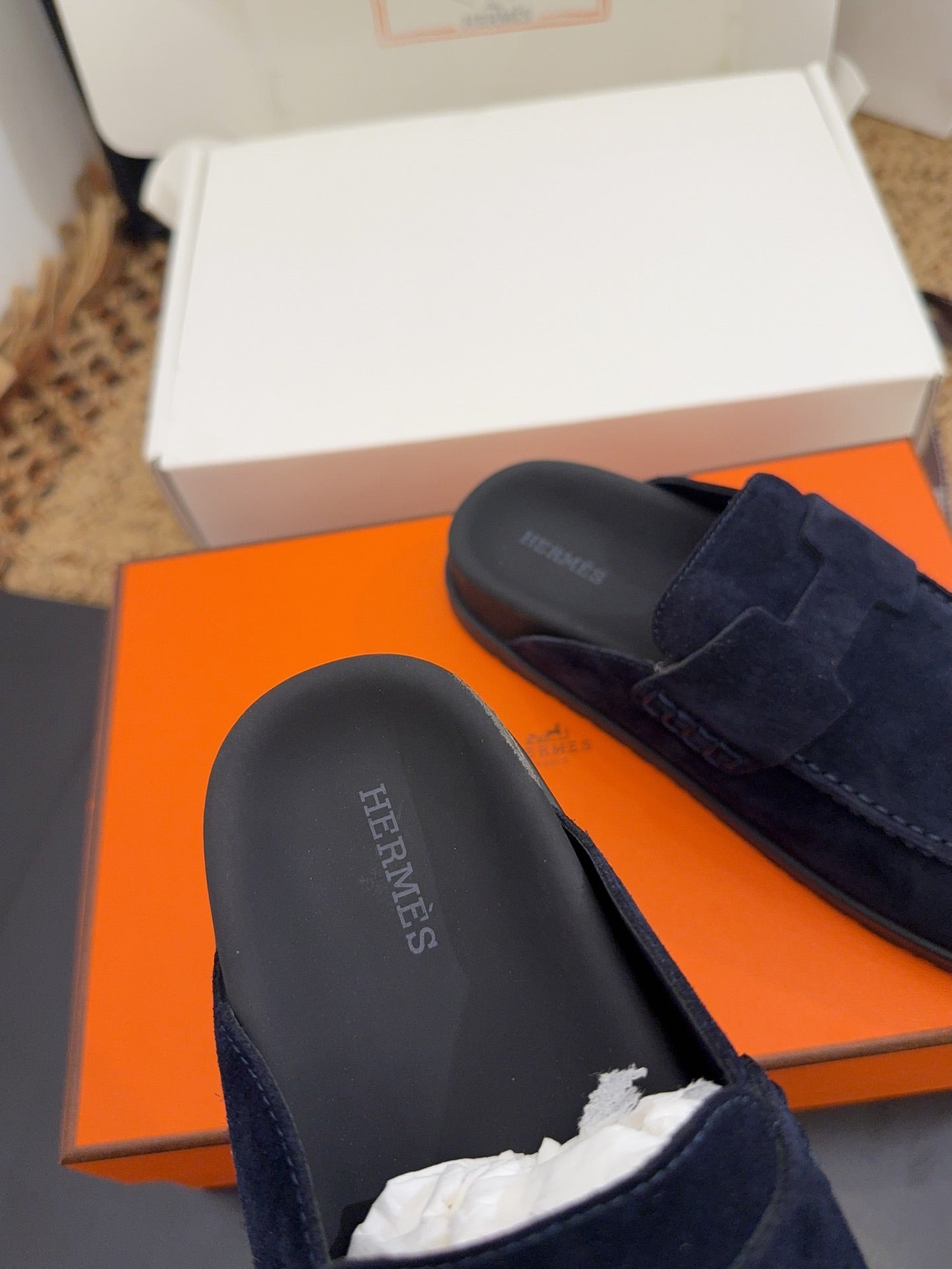 HM 25S MULE IN DARK SLATE BLUE SUEDE