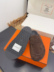 HM 25S MULE IN DARK BROWN SUEDE