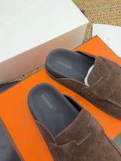 HM 25S MULE IN DARK BROWN SUEDE