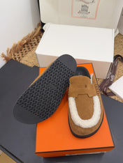 HM 25S MULE IN SOFT BROWN SUEDE MIX WHITE SHEARLING