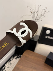 CHANEL 26S WEDGE SANDALS 95 MM IN DARK BROWN CALFSKIN