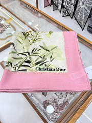 DIOR REVERSIBLE SCARF 140 CM IN CREAM WHITE MIX PINK WOOL-SILK FABRIC 735875