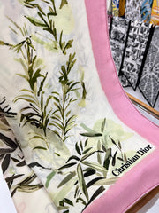 DIOR REVERSIBLE SCARF 140 CM IN CREAM WHITE MIX PINK WOOL-SILK FABRIC 735875