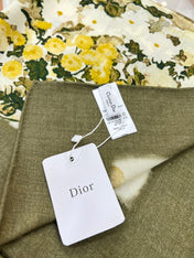 DIOR REVERSIBLE SCARF 140 CM IN CREAM WHITE MIX GREEN WOOL-SILK FABRIC 735876