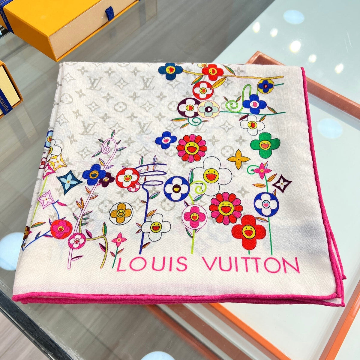 LV SCARF 135 CM IN WOOL MIX SILK 715458