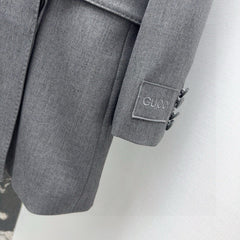 Gucci Suit Jacket Gray Polyester Fiber
