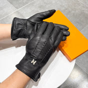 GLOVES IN BLACK DEERSKIN AND FLEECE LINING 228487