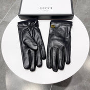 TOUCHSCREEN GLOVES IN BLACK LAMBSKIN MIX WOOL 130577