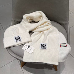 SET SCARF AND HAT IN WHITE CASHMERE AND RABBIT FUR 397373