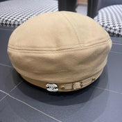 BERET HAT IN OAT YELLOW FABRIC 419384