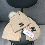 SET SCARF AND HAT IN BISQUE BEIGE WOOL 420821