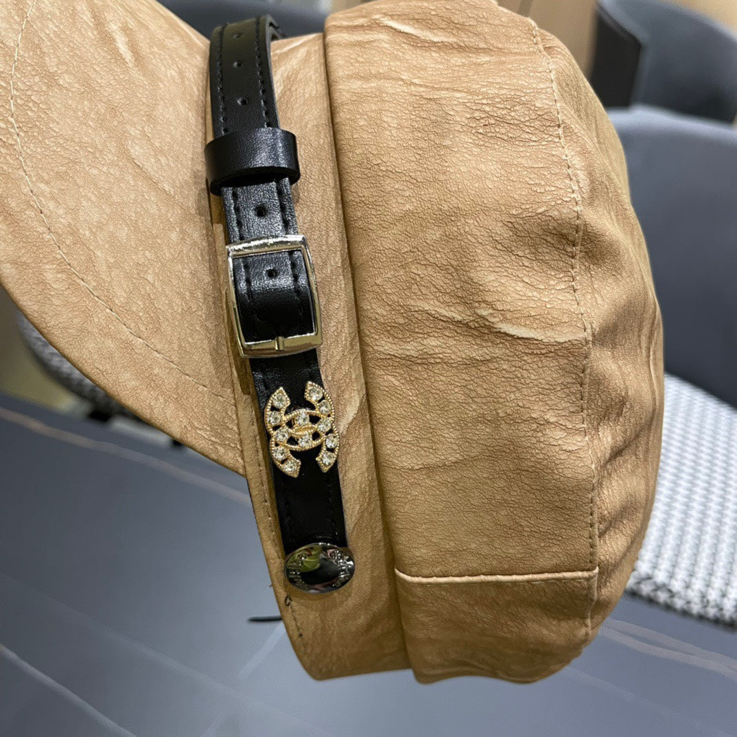 BAKER BOY CAP IN PEANUT BROWN CALFSKIN 420948