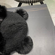 BEANIE HAT IN BLACK WOOL AND LAMB FUR 427792