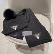 SET SCARF AND HAT IN BLACK CASHMERE AND RABBIT FUR 433246