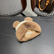 BEANIE HAT IN BEIGE MIX CAMEL BROWN WOOL AND RABBIT FUR 437687