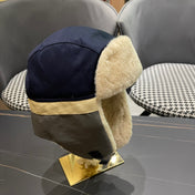 TRAPPER HAT IN DENIM BLUE SUEDE AND RABBIT FUR 439535
