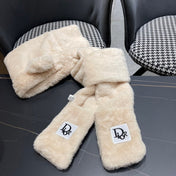 PLUSH WARM HAT IN BEIGE RABBIT FUR WITH FOX EARS 439588