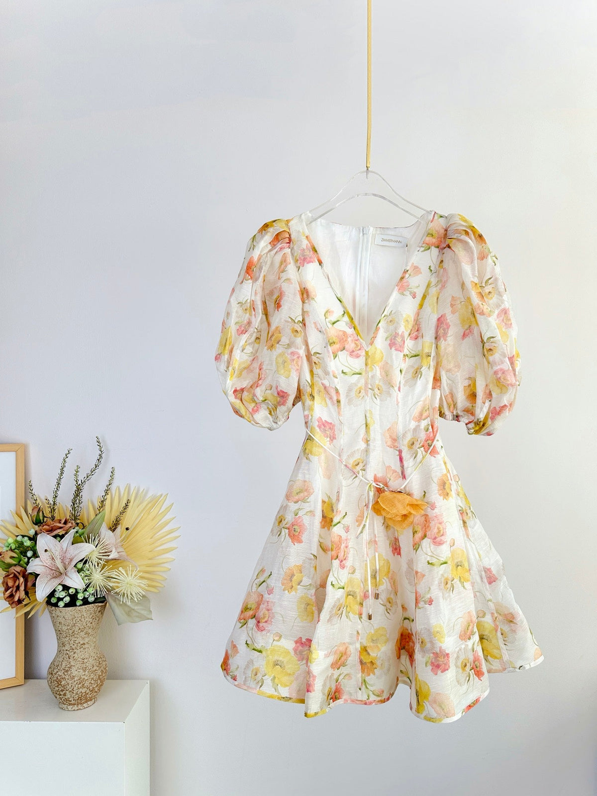 SHORT-SLEEVE V-NECK FLORAL PRINT DRESS 266380