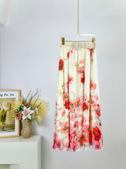 FLORAL PRINT SKIRT WITH BELT 266407