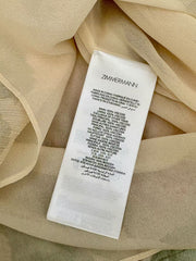 SHEER CHIFFON BLOUSE IN WARM BEIGE WITH RUFFLED COLLAR AND BOW