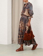 PATTERNED BLOUSE AND SKIRT SET