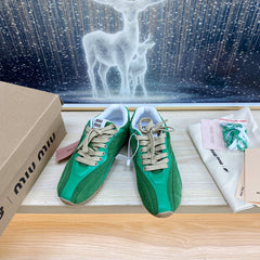 NB Pine Green And Sea Green Color Sneakers Cowhide