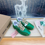 NB Pine Green And Sea Green Color Sneakers Cowhide