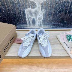 NB White and Gray Sneakers Cowhide