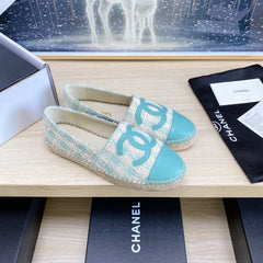 CC ESPADRILLES PLATFORM IN PASTEL BLUE TWEED