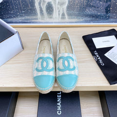 CC ESPADRILLES PLATFORM IN PASTEL BLUE TWEED