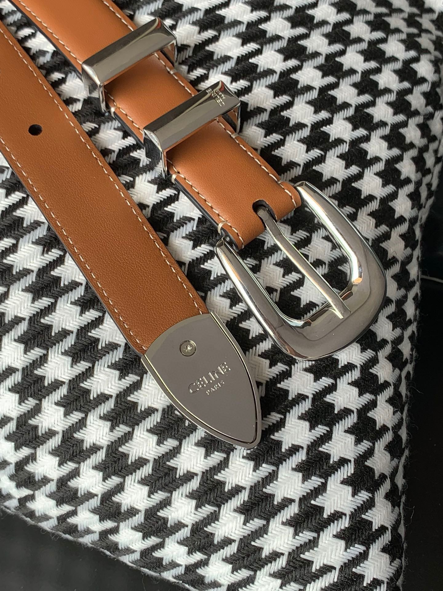 BELT 25MM MEDIUM WESTERN IN BROWN CALFSKIN SILVER BUCKLE