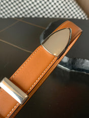 BELT 25MM MEDIUM WESTERN IN BROWN CALFSKIN SILVER BUCKLE