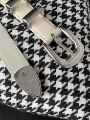 BELT 25MM MEDIUM WESTERN IN IVORY CALFSKIN SILVER GREY BUCKLE