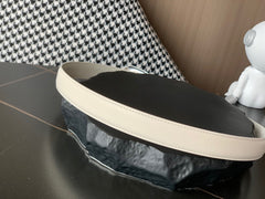 BELT 25MM MEDIUM WESTERN IN IVORY CALFSKIN SILVER GREY BUCKLE