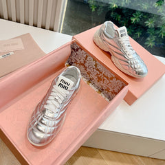 Women's Sneakers Silver Cowhide