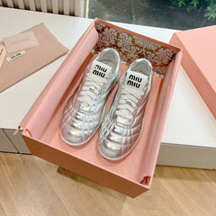 Women's Sneakers Silver Cowhide