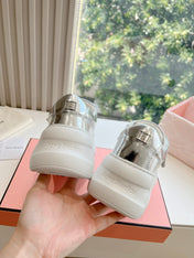 ACNE STUDIO SNEAKER IN SILVER LAMBSKIN