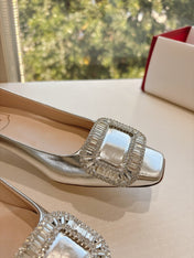 BELLE VIVIER BALLERINAS IN SILVER METALLIC SMOOTH LAMBSKIN