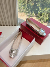 BELLE VIVIER BALLERINAS IN SILVER METALLIC SMOOTH LAMBSKIN
