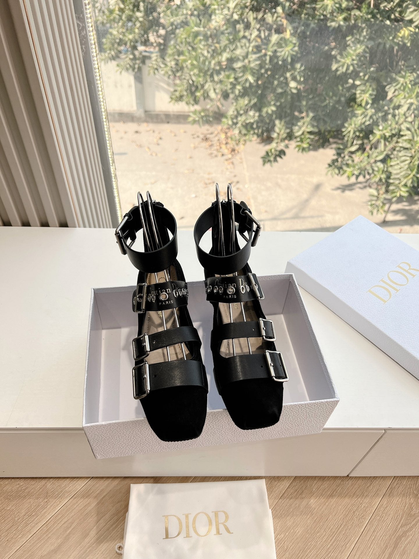 PUNK BALLET FLAT IN BLACK SUEDE AND CALFSKIN